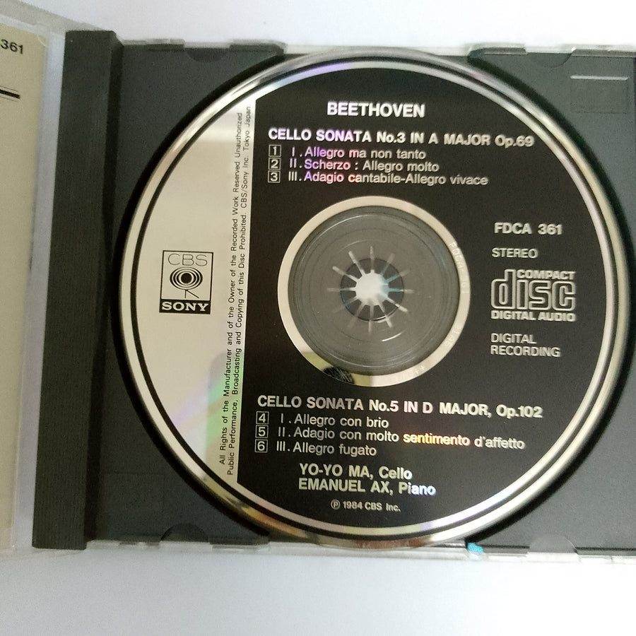 ซีดี Ludwig van Beethoven : Yo-Yo Ma, Emanuel Ax - Cello Sonatas No.3 / No.5 (CD) (VG+)