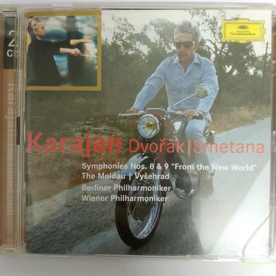 ซีดี Antonín Dvořák, Bedřich Smetana - Berliner Philharmoniker, Wiener Philharmoniker, Herbert von Karajan - Symphonies Nos. 8 & 9 "From The New World" / The Moldau | Vyšehrad CD VG+ 2CDs