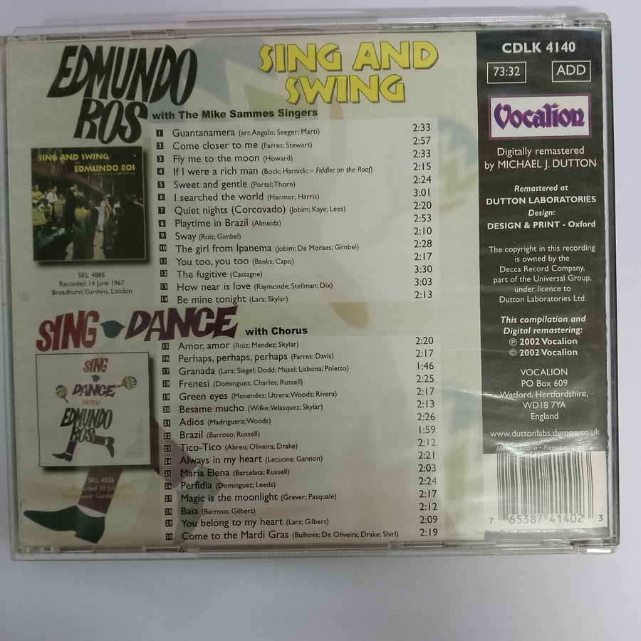 ซีดี Edmundo Ros & His Orchestra - Sing And Swing / Sing & Dance CD VG+