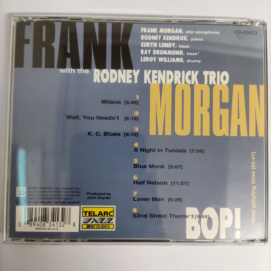 Frank Morgan With The Rodney Kendrick Trio - Bop! (CD) (NM or M-)