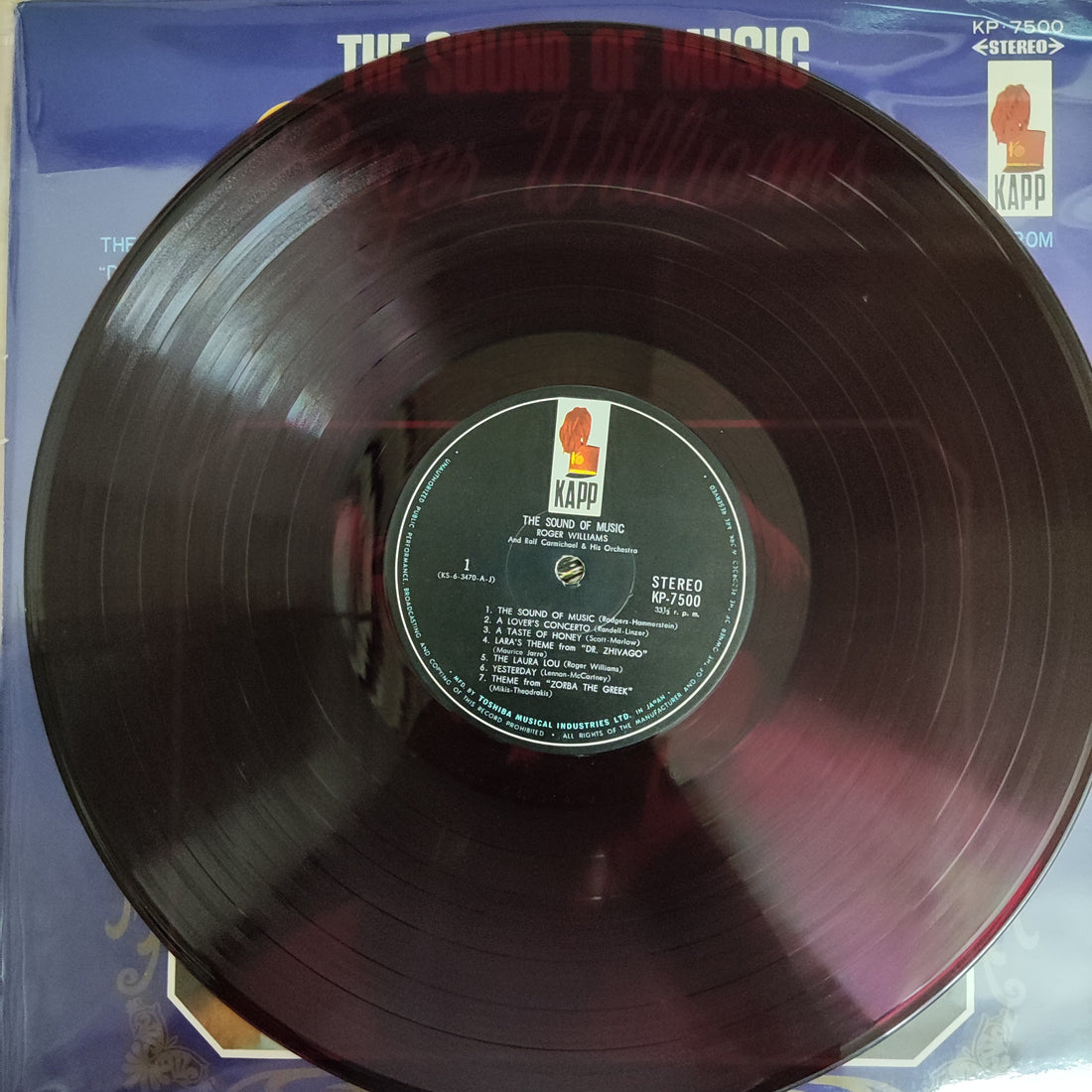 Roger Williams - The Sound Of Music Vinyl VG+ แผ่นสี