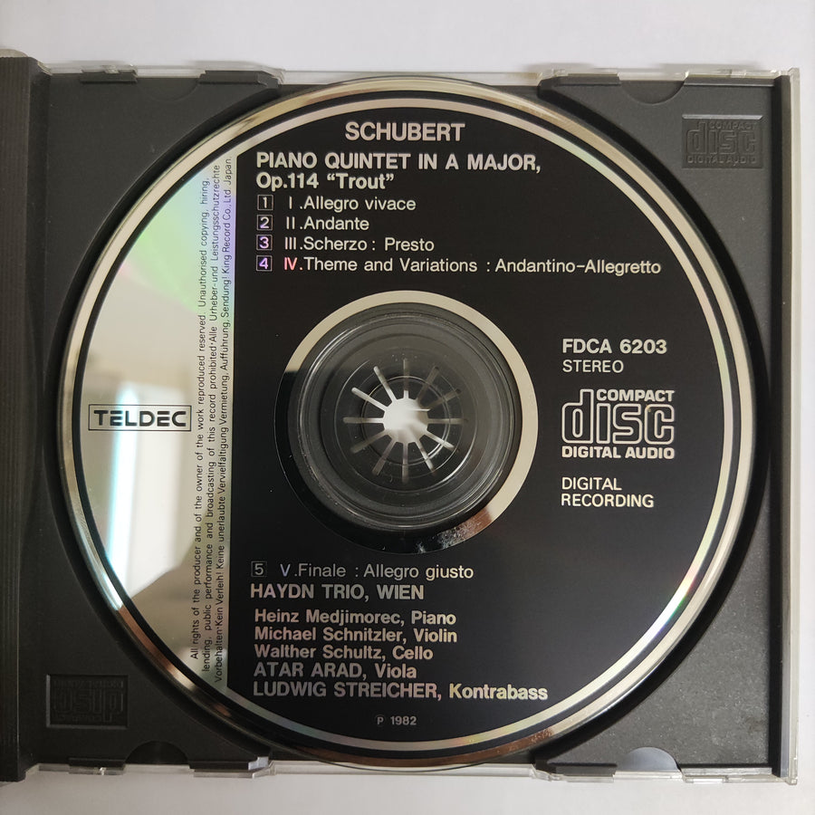 ซีดี LUDWIG STREICHER, Atar Arad - Schubert Piano Quintet In A Major Op.114 "Trout" (CD) (VG+)