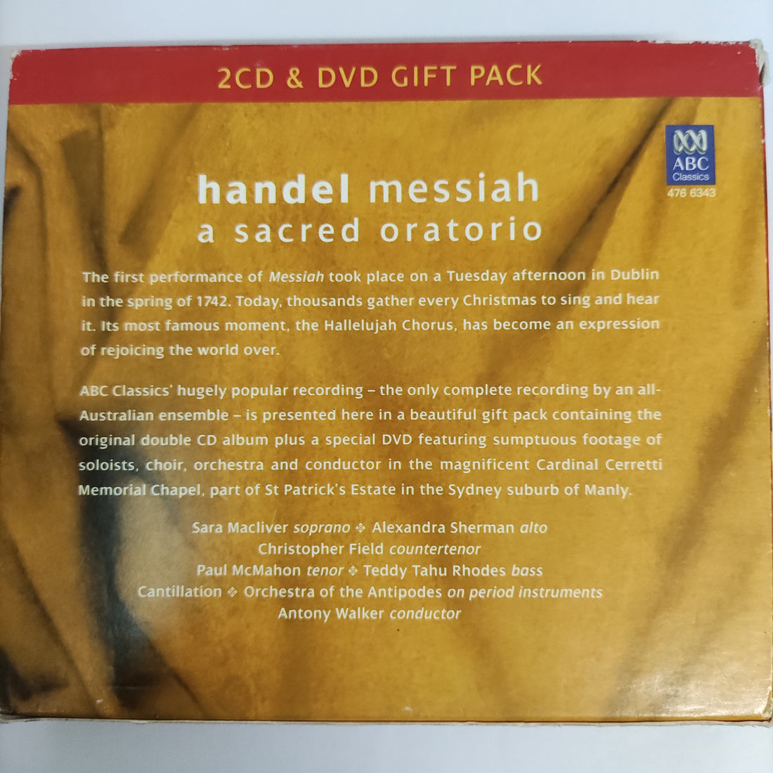 ซีดี George Friedrich Handel - Messiah A Sacred Oratorio (CD) (VG+) (2CDs) (1DVD)