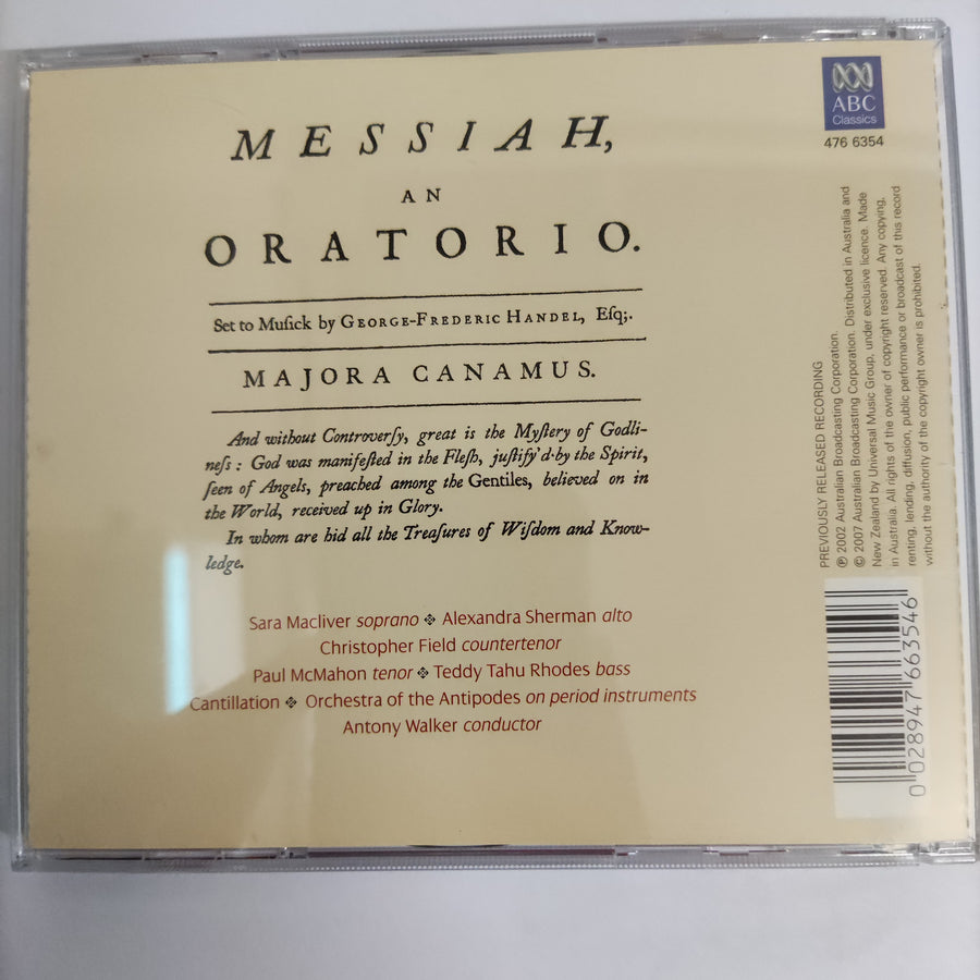 ซีดี George Friedrich Handel - Messiah A Sacred Oratorio (CD) (VG+) (2CDs) (1DVD)