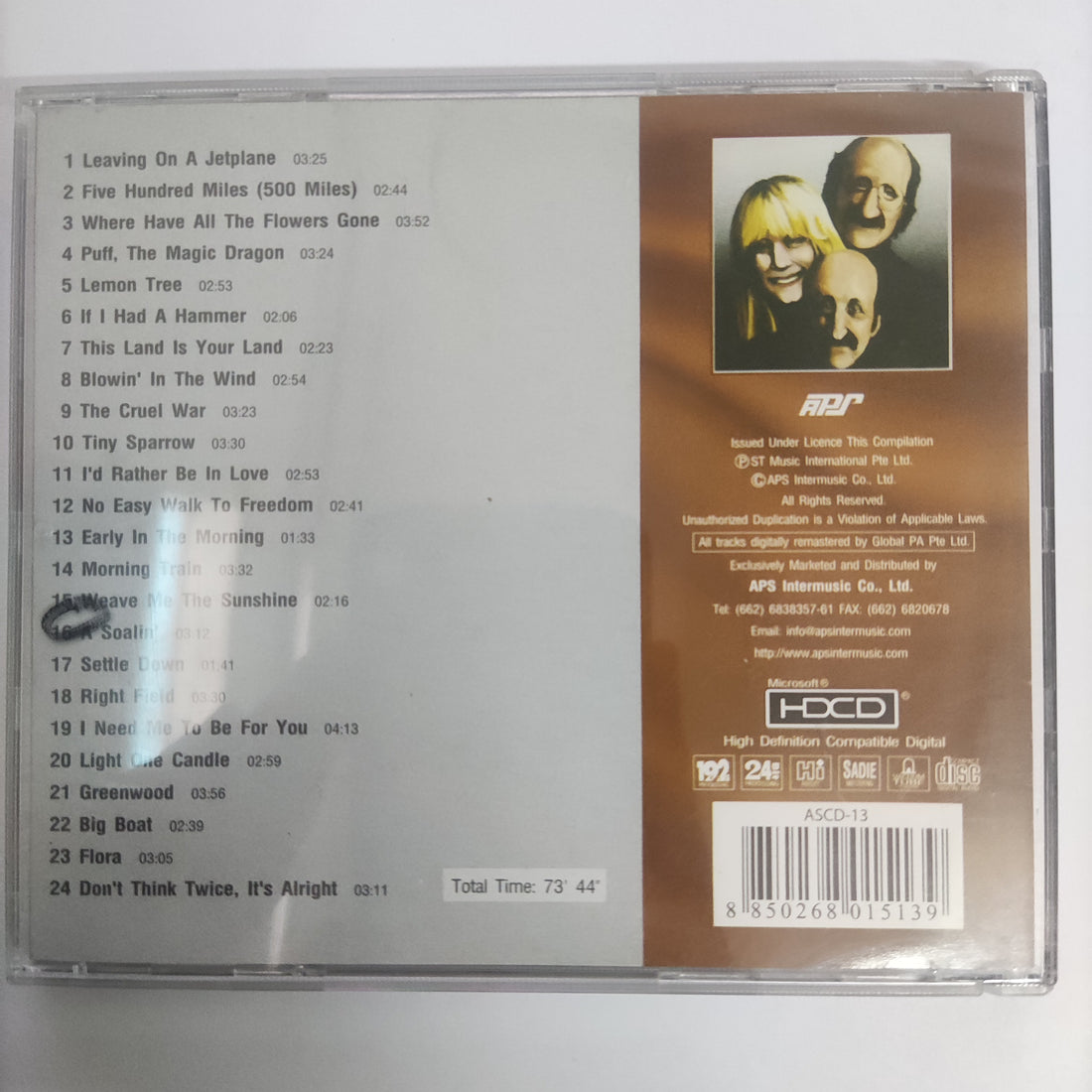 ซีดี Peter Paul & Mary - The Very Best Of Peter Paul & Mary 24 Original Greatest Hits (CD) (VG) (HDCD)