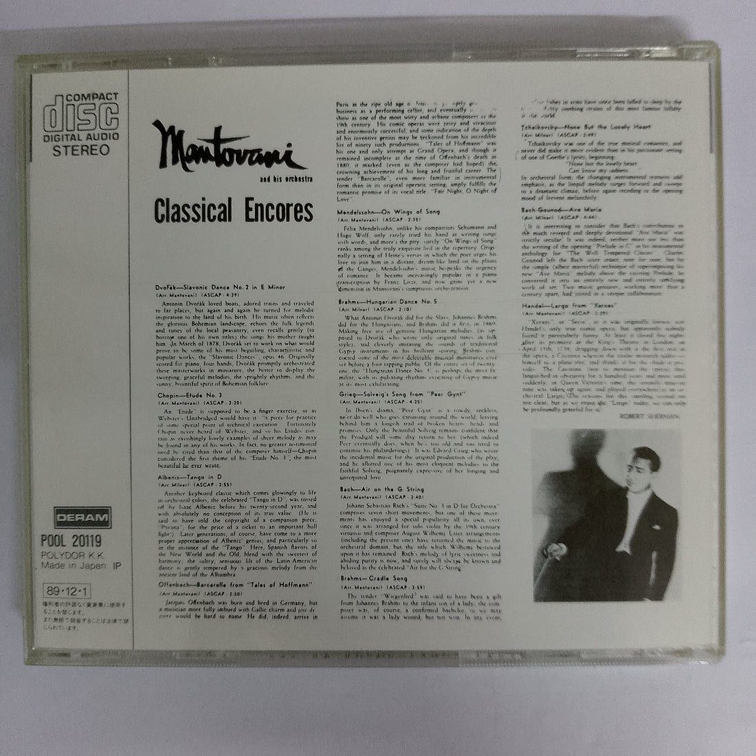 ซีดี Various - Mantovani And His Orchestra - Classical Encores (CD) (VG+)