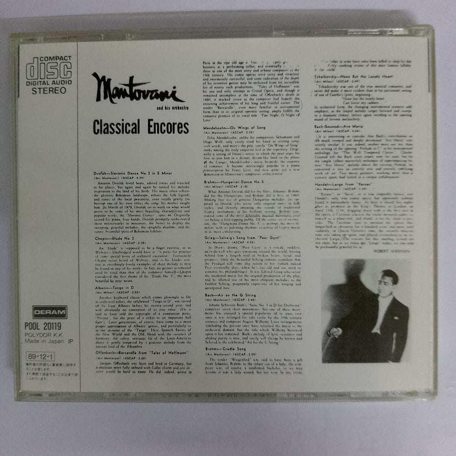 ซีดี Various - Mantovani And His Orchestra - Classical Encores (CD) (VG+)