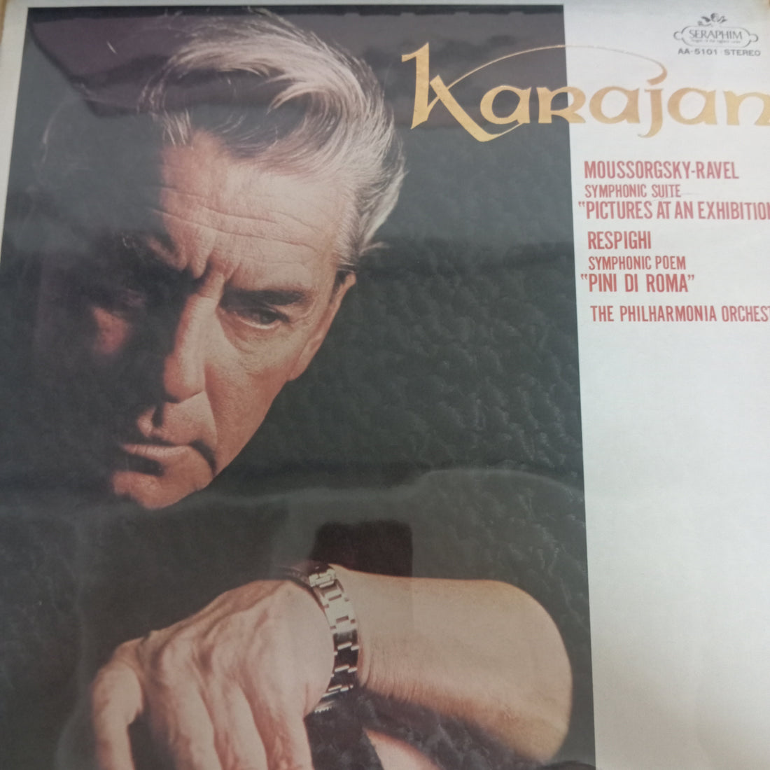 แผ่นเสียง Herbert von Karajan, Modest Mussorgsky - Maurice Ravel, Ottorino Respighi, Philharmonia Orchestra - Symphonic Suite "Pictures At An Exhibition" / Symphonic Poem "Pini Di Roma" (Vinyl) (VG+)