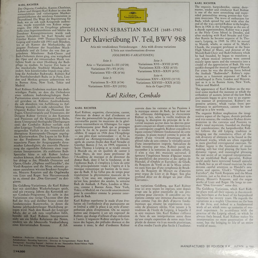 แผ่นเสียง Karl Richter, Johann Sebastian Bach - Goldberg-Variationen (Vinyl) (VG+) (2LPs)