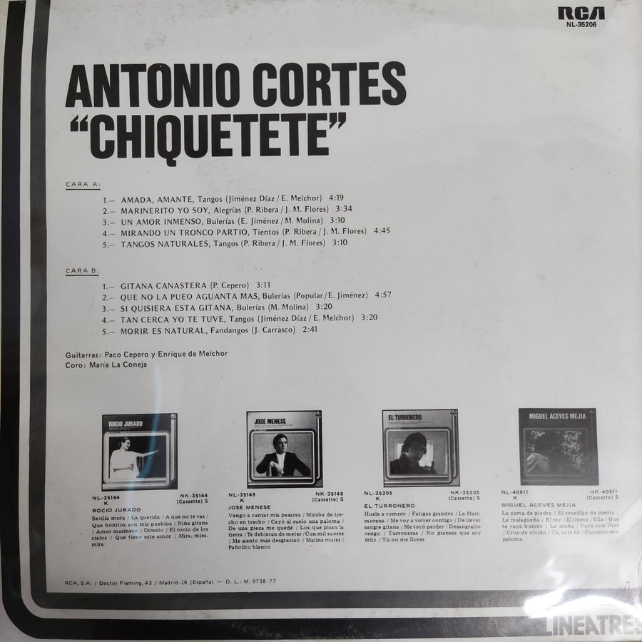 แผ่นเสียง Chiquetete - Antonio Cortés "Chiquetete" (Vinyl) (VG+)