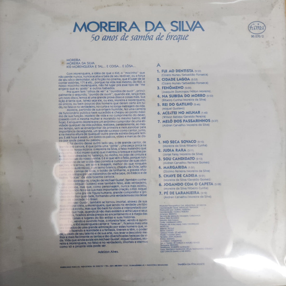 แผ่นเสียง Moreira Da Silva - 50 Anos De Samba De Breque Vinyl VG+