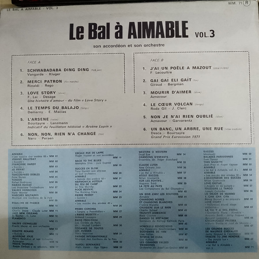 แผ่นเสียง Aimable - Le Bal A Aimable Vol. 3 Vinyl G