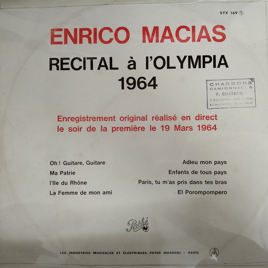 แผ่นเสียง Enrico Macias - Enrico Macias A L'Olympia Vinyl VG+