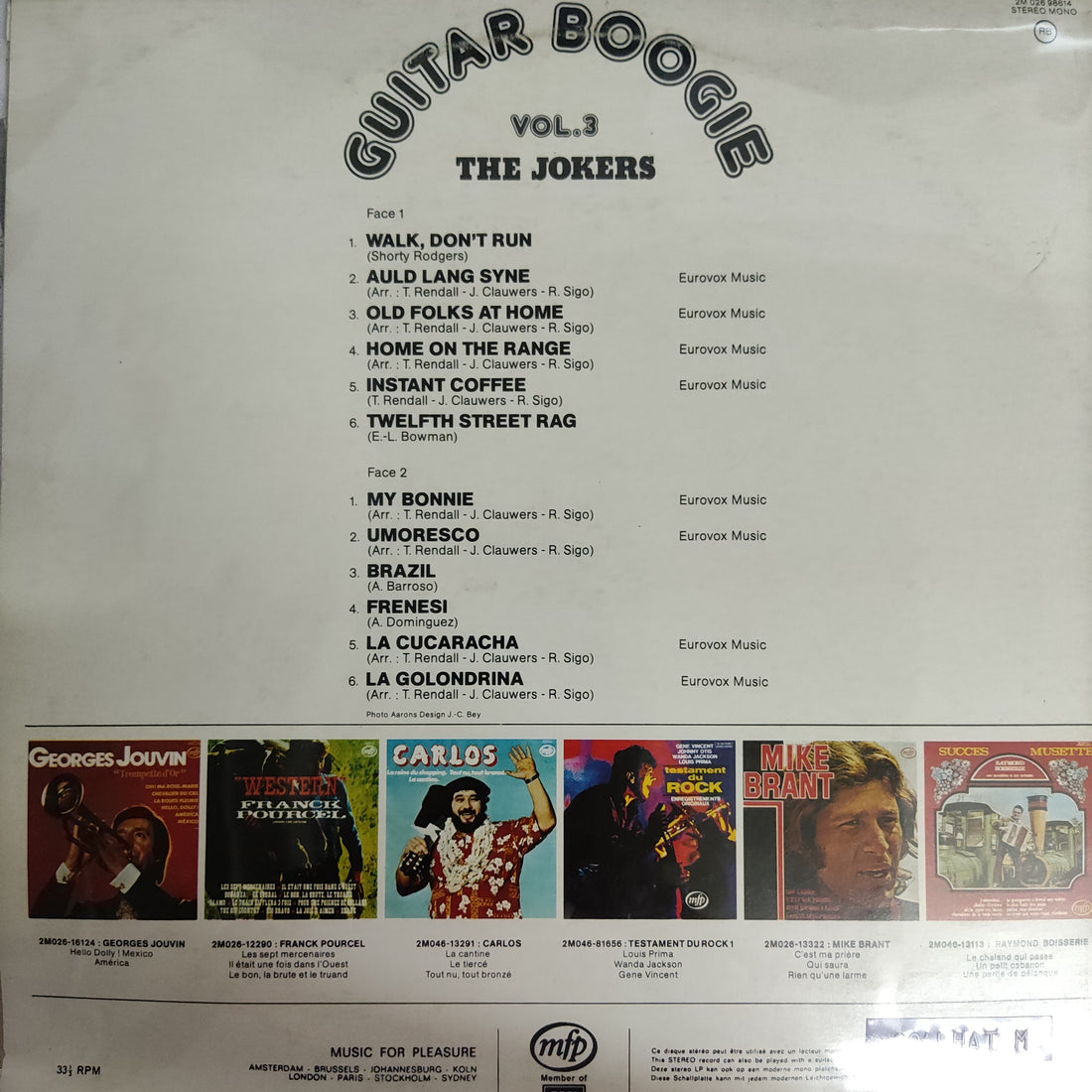 แผ่นเสียง The Jokers - Guitar Boogie Vol. 3 Vinyl G