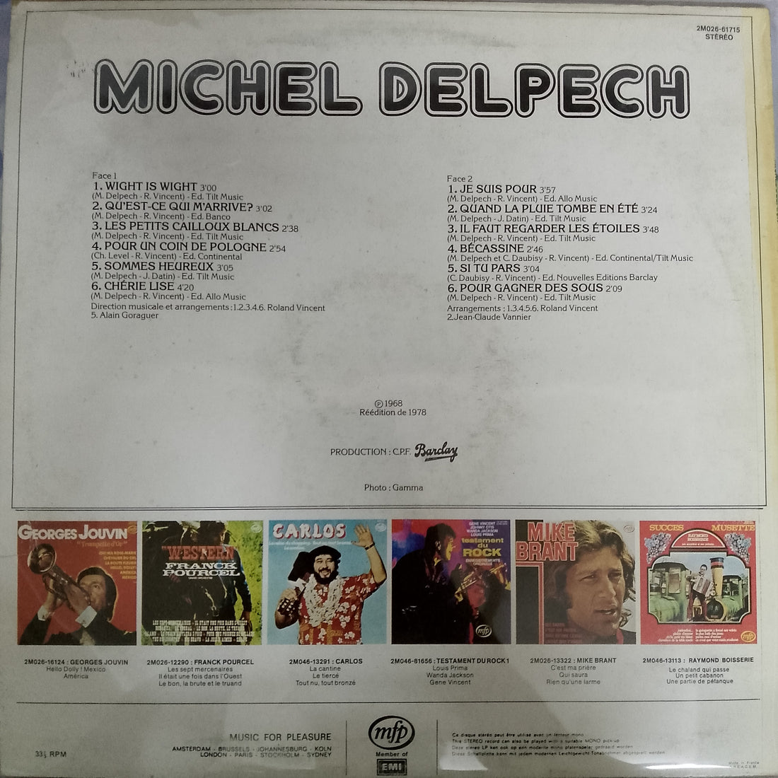 แผ่นเสียง Michel Delpech - Wight Is Wight / Je Suis Pour ... Vinyl VG+