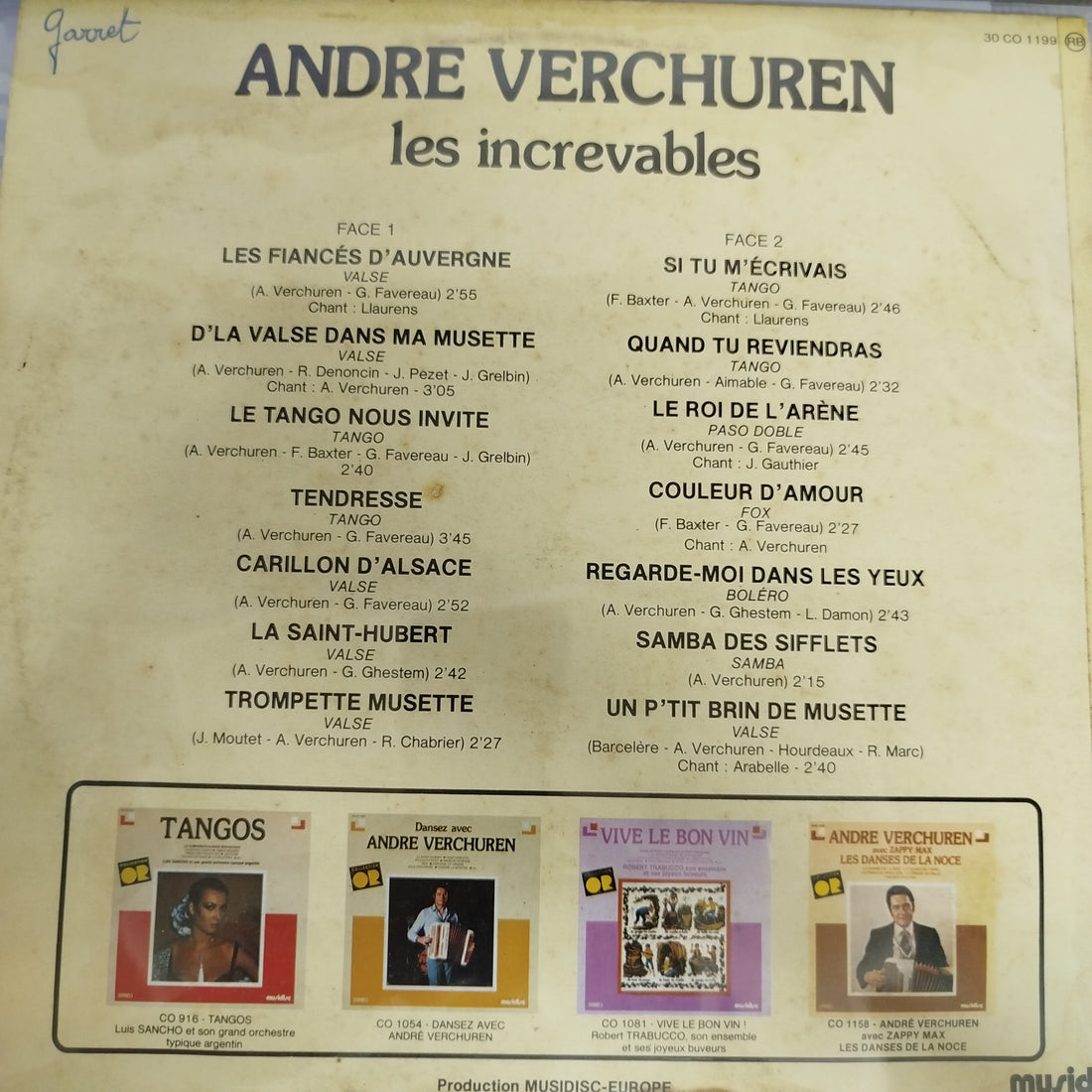 แผ่นเสียง André Verchuren - Les Increvables Vinyl VG+