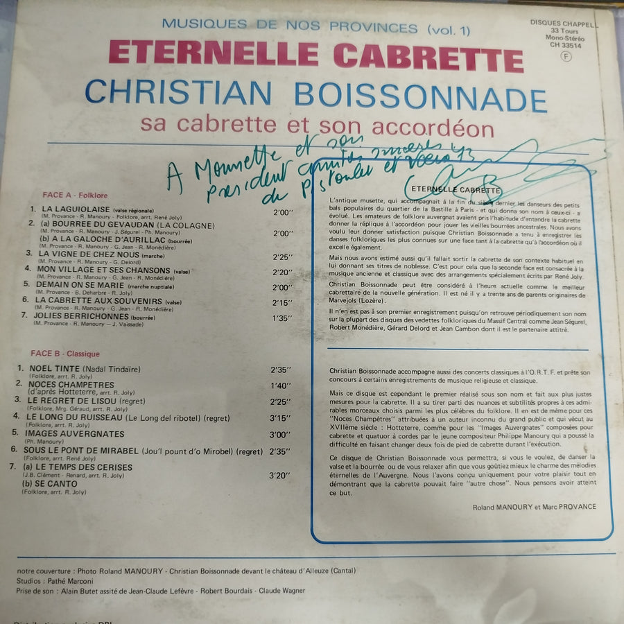 แผ่นเสียง Christian Boissonnade - Eternelle Cabrette Vinyl VG+