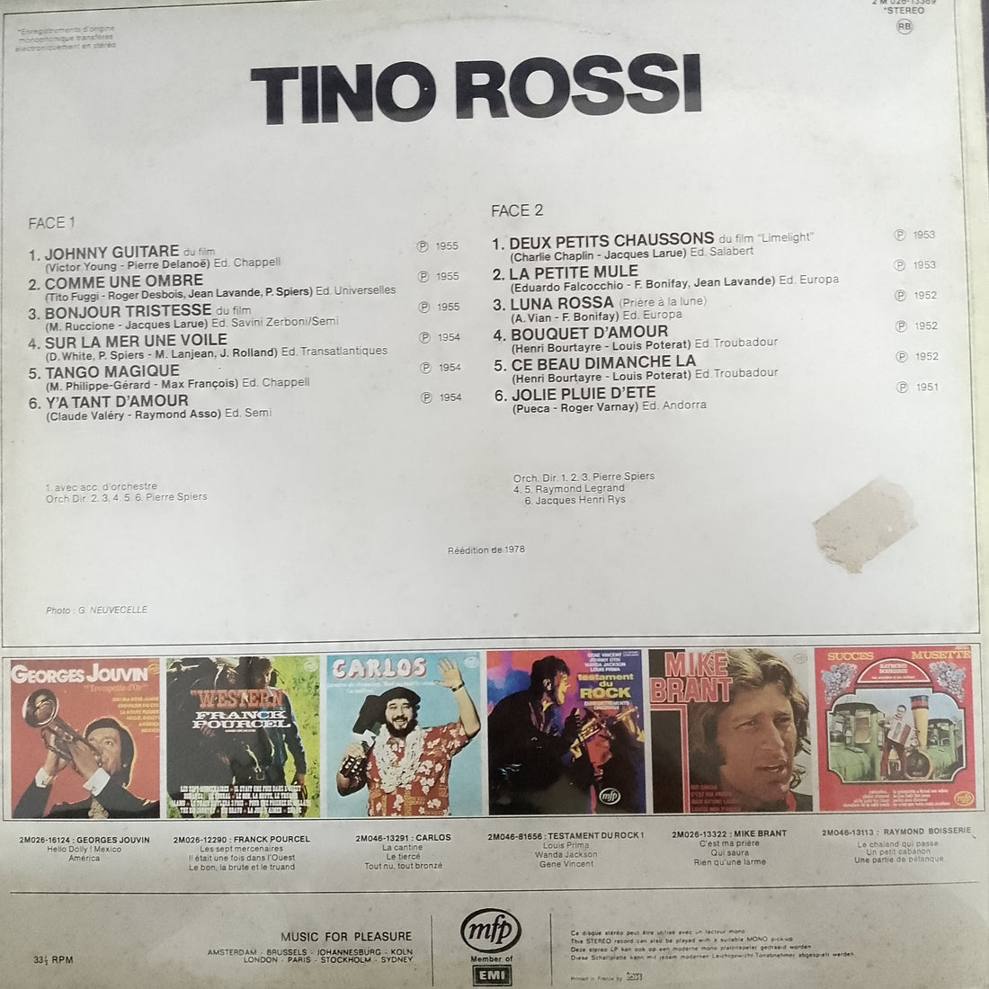 แผ่นเสียง Tino Rossi - Tino Rossi Vinyl VG+