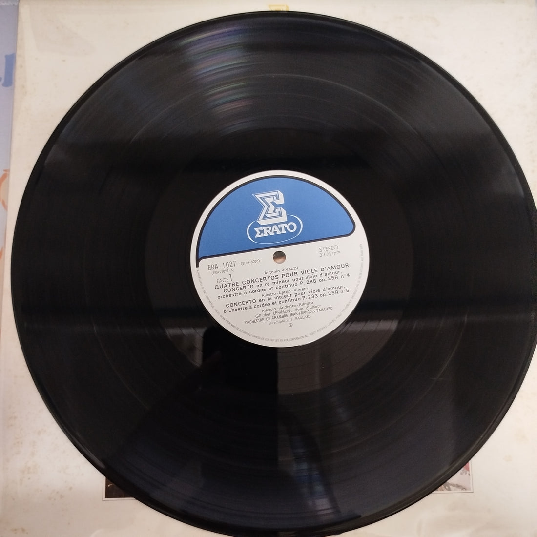 แผ่นเสียง Antonio Vivaldi, Günther Lemmen, Orchestre De Chambre Jean-François Paillard - Quatre Concertos Pour Viole D'Amour Vinyl VG