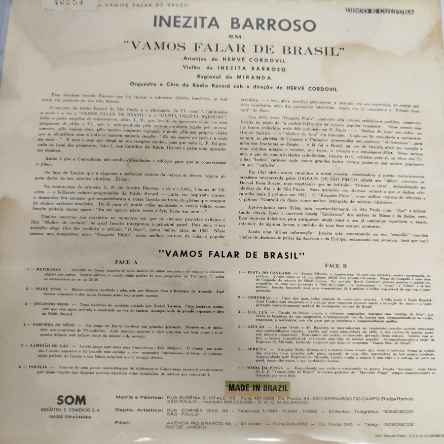 แผ่นเสียง Inezita Barroso - Vamos Falar De Brasil Vinyl VG+