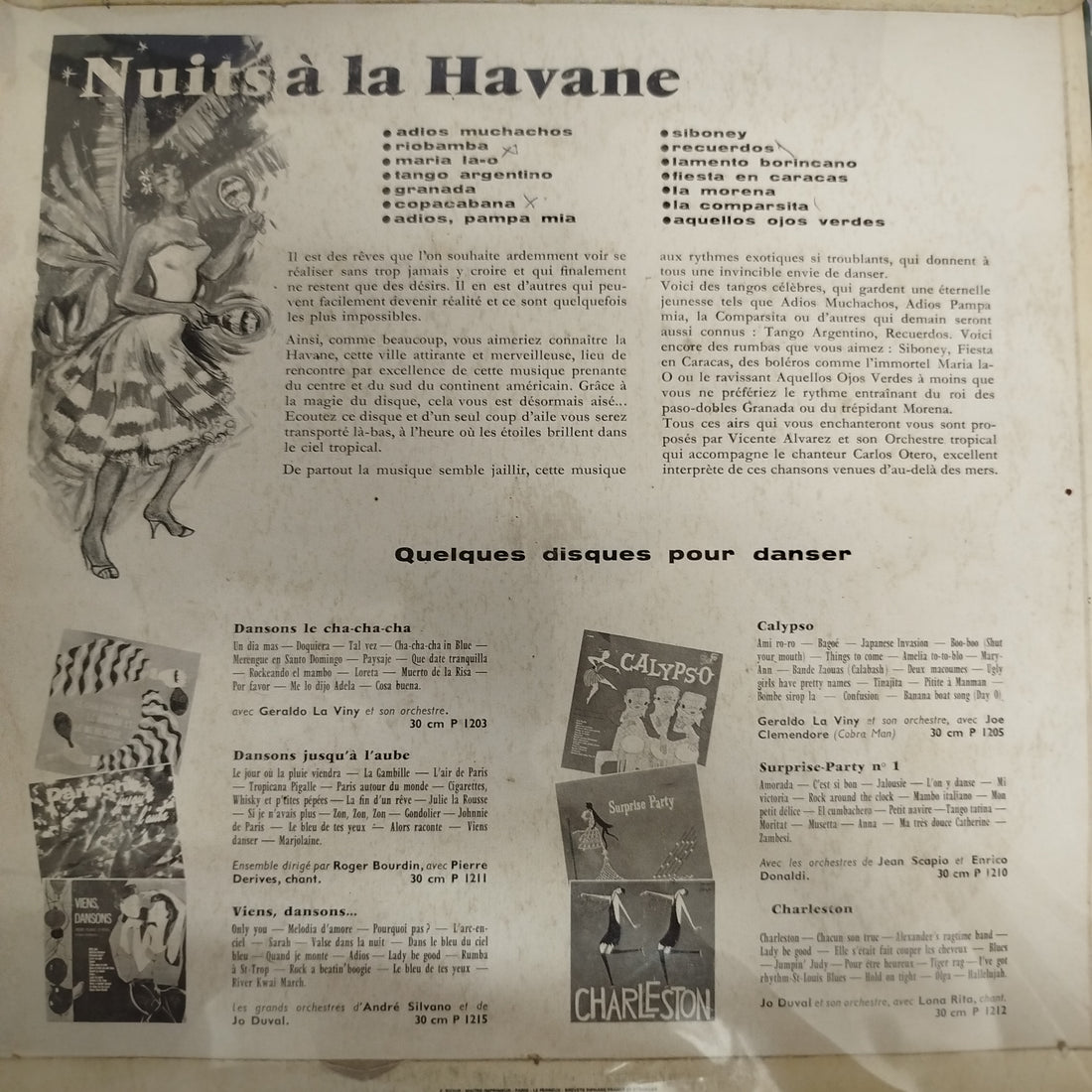 แผ่นเสียง Vicente Alvarez & his Tropical Orchestra, Carlos Otero - Nuits À La Havane Vinyl VG+