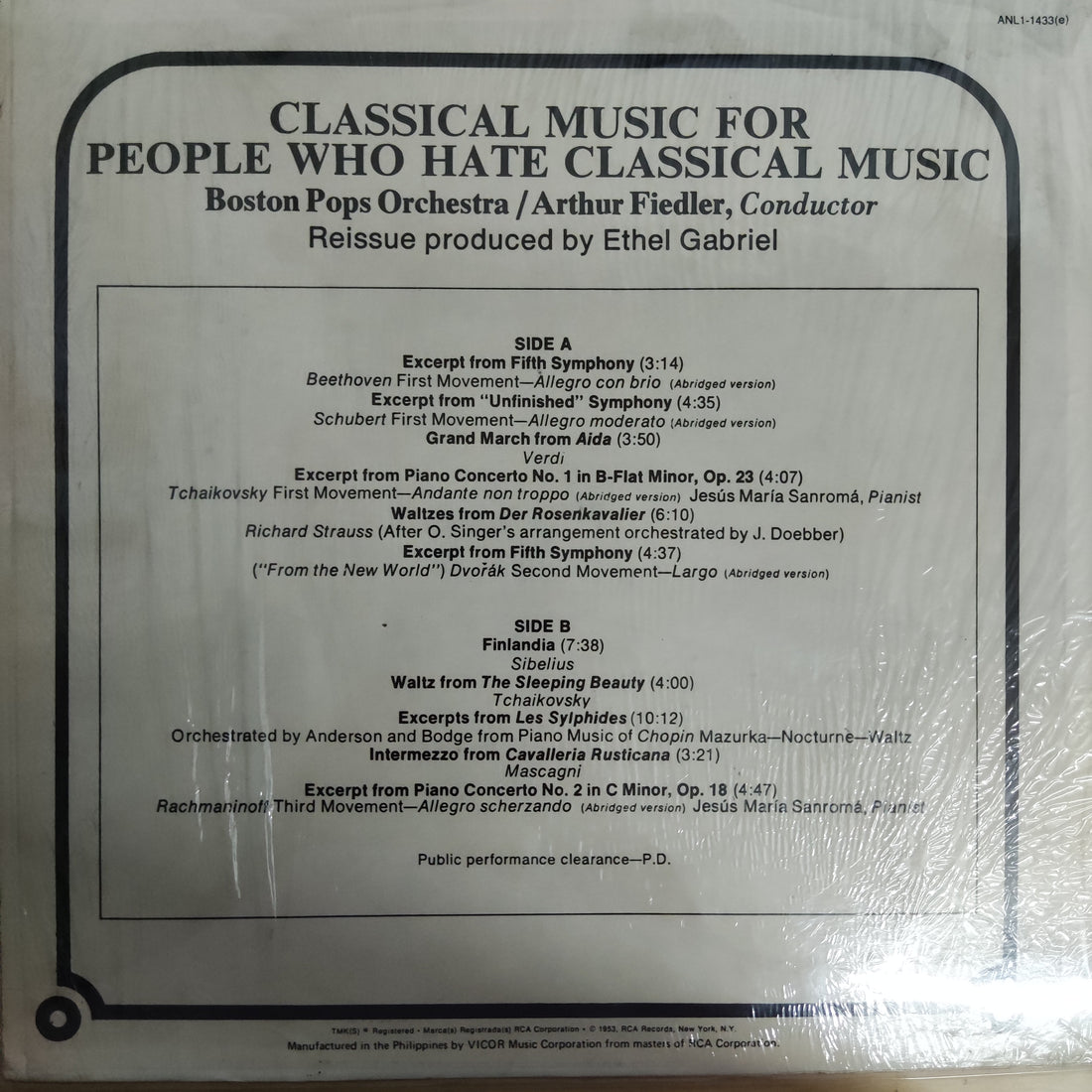 แผ่นเสียง Boston Pops Orchestra • Arthur Fiedler - Classical Music For People Who Hate Classical Music Vinyl VG+