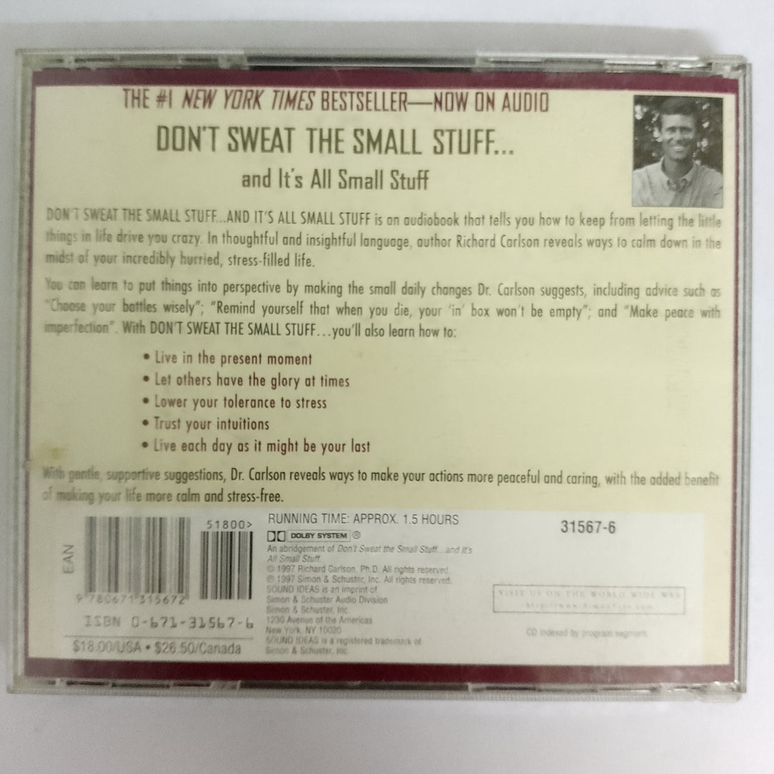 ซีดี Richard Carlson - Don't Sweat The Small Stuff CD VG+ 2CDs