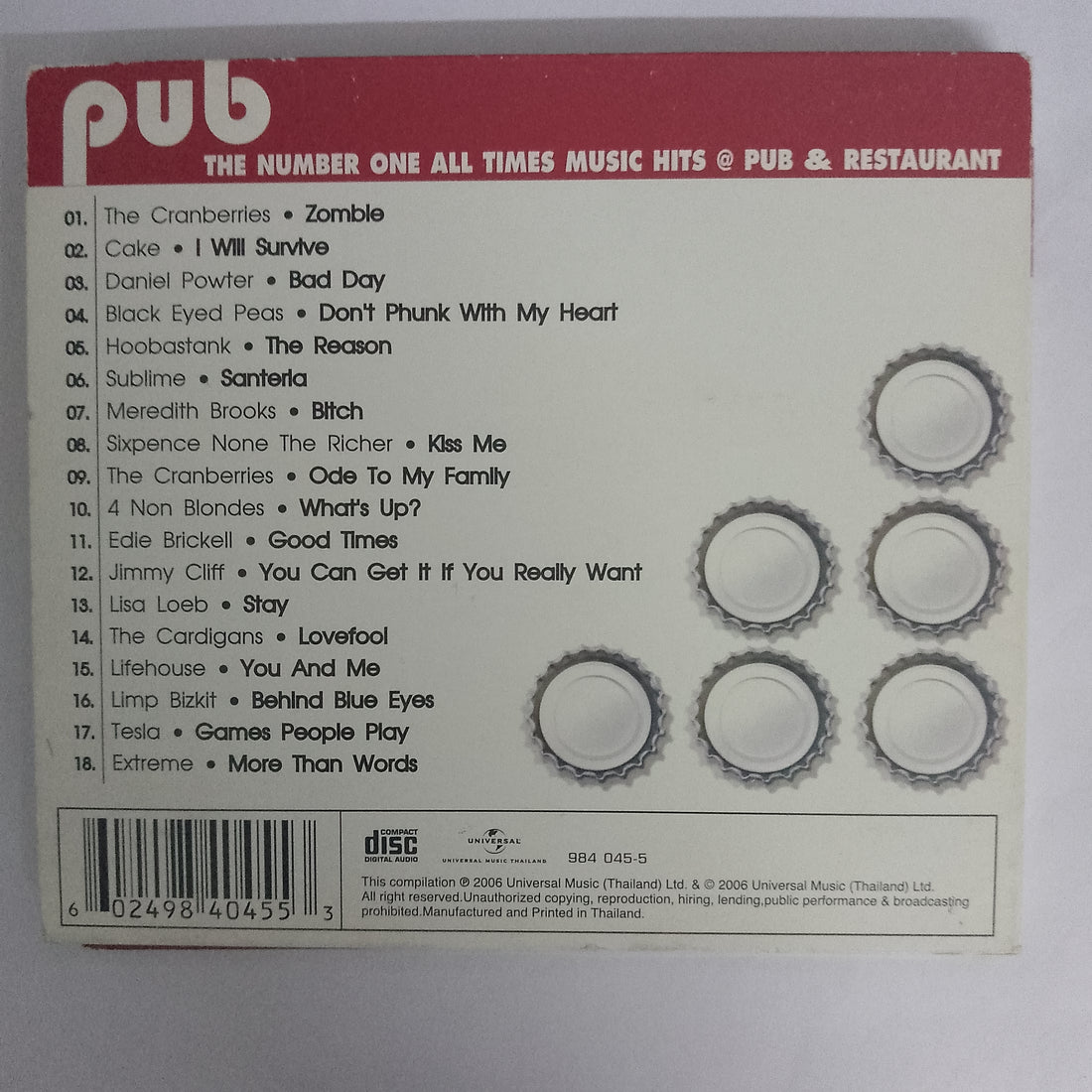 ซีดี Various - The Number One Times Music @ PUB & Restaurant CD VG+