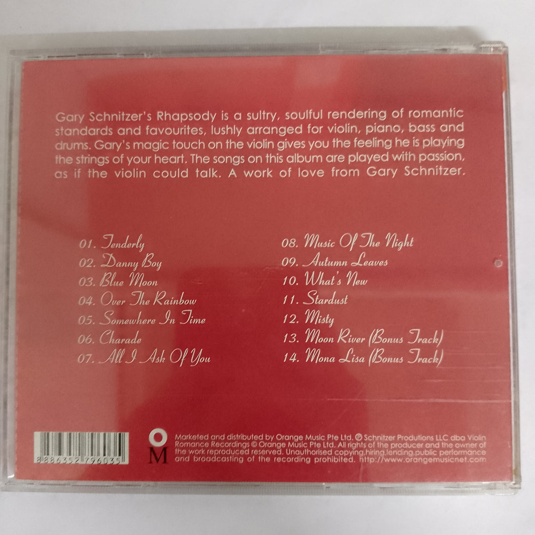 ซีดี Rhapsody - Gary Schnitzer CD VG+ แผ่นสีทอง