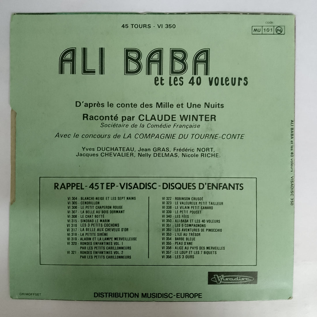 แผ่นเสียง Claude Winter Avec Le Concours De La Compagnie Du Tourne-Conte - Ali Baba Et Les 40 Voleurs Vinyl VG+