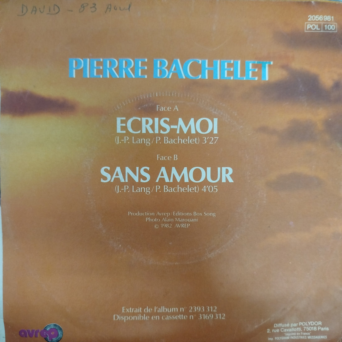 แผ่นเสียง Pierre Bachelet - Ecris-moi Vinyl VG