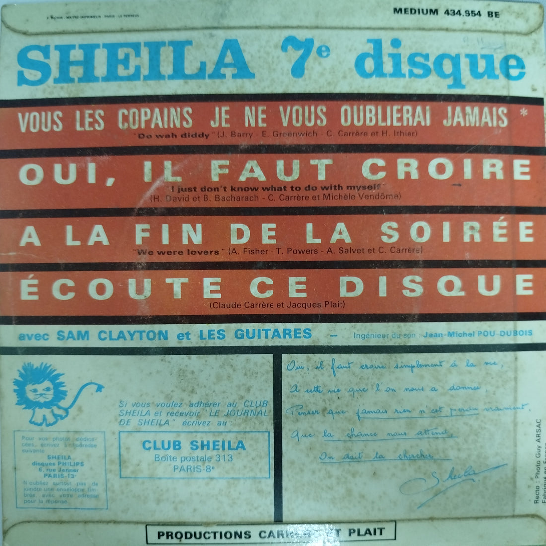 แผ่นเสียง Sheila - Écoute Ce Disque Vinyl VG