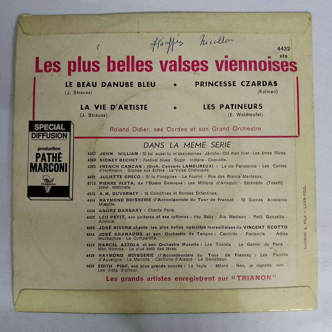 แผ่นเสียง Roland Didier Et Ses Cordes - Les Plus Belles Valses Viennoises Vinyl VG