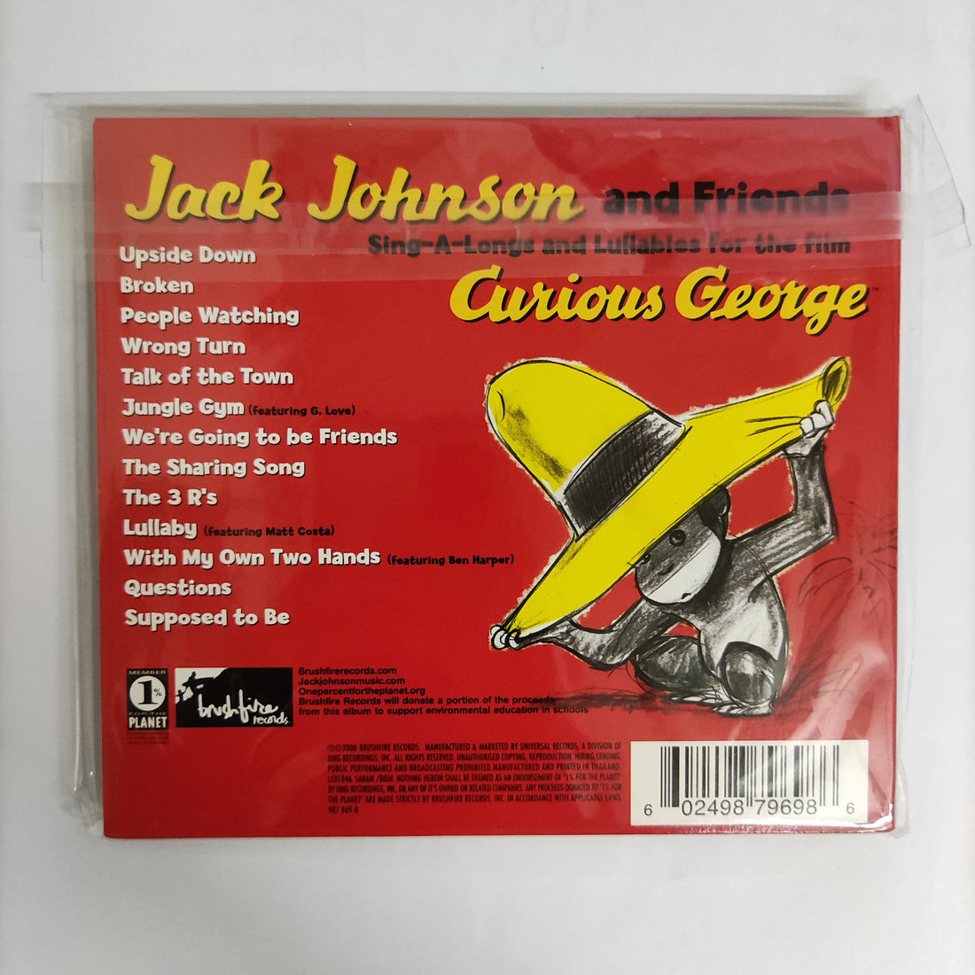 ซีดี Jack Johnson And Friends Of Jack Johnson - Sing-A-Longs And Lullabies For The Film Curious George CD NM or M-
