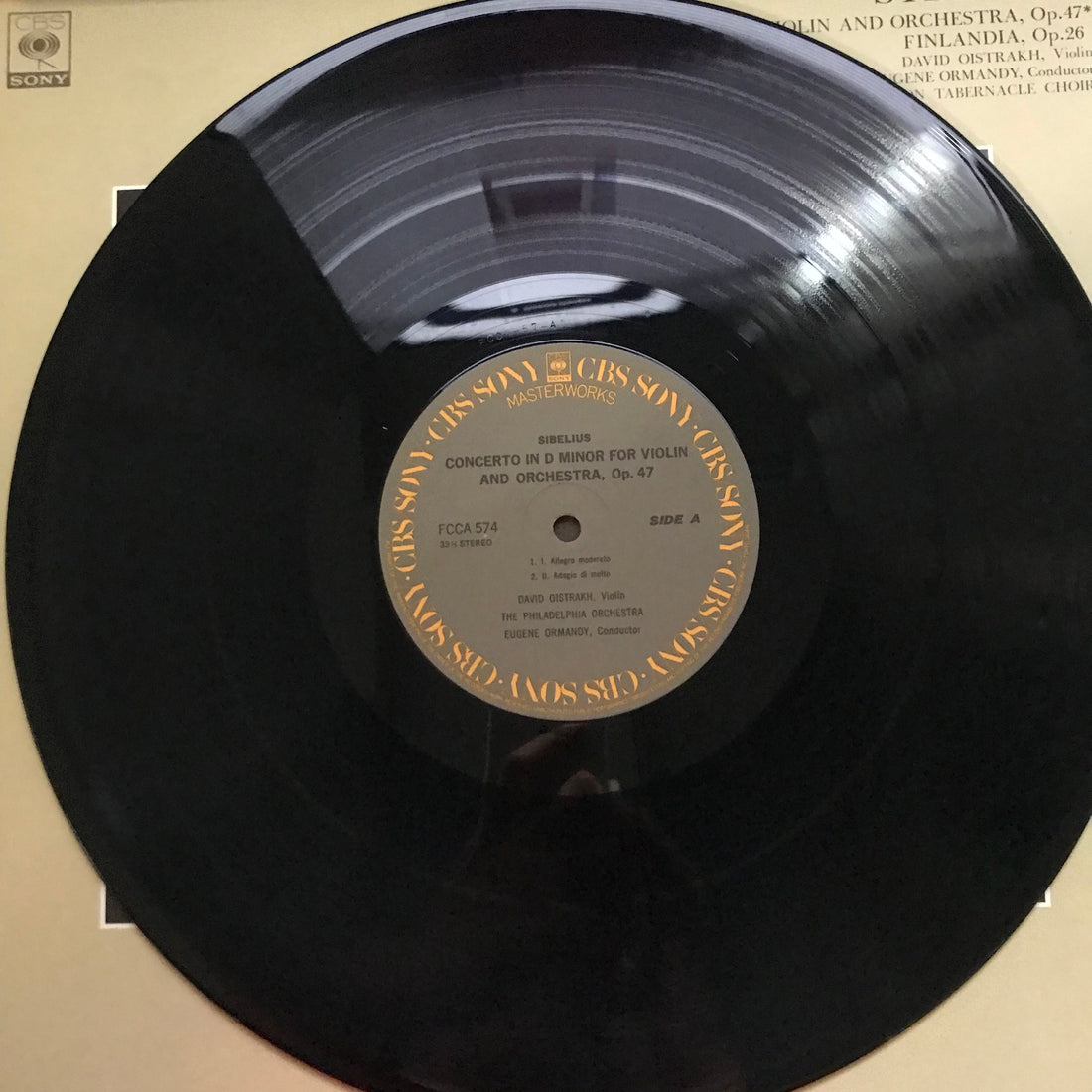 แผ่นเสียง Jean Sibelius, David Oistrach , Violin, The Philadelphia Orchestra ; Eugene Ormandy , Conductor, Mormon Tabernacle Choir - Concerto In D Minor For Violin And Orchestra, Op.47 / Finlandia, Op.26 Vinyl VG+
