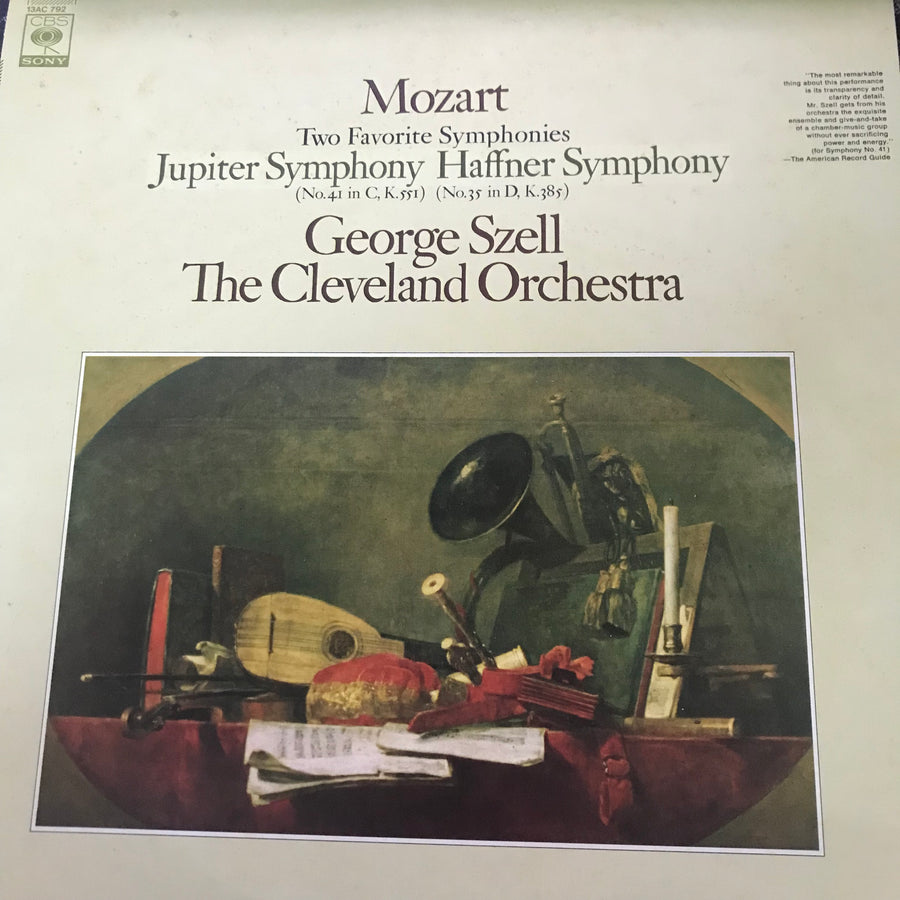 แผ่นเสียง Mozart Two Favorite Symphonies Jupiter Symphony Haffner Symphony George SzeII The CIeveIand Orchestra (VI) (VG+)