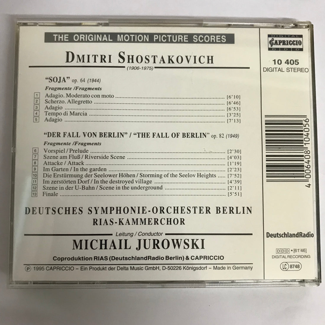 ซีดี Dmitri Shostakovich, Deutsches Symphonie-Orchester Berlin, Michail Jurowski - Soja / The Fall Of Berlin CD VG+