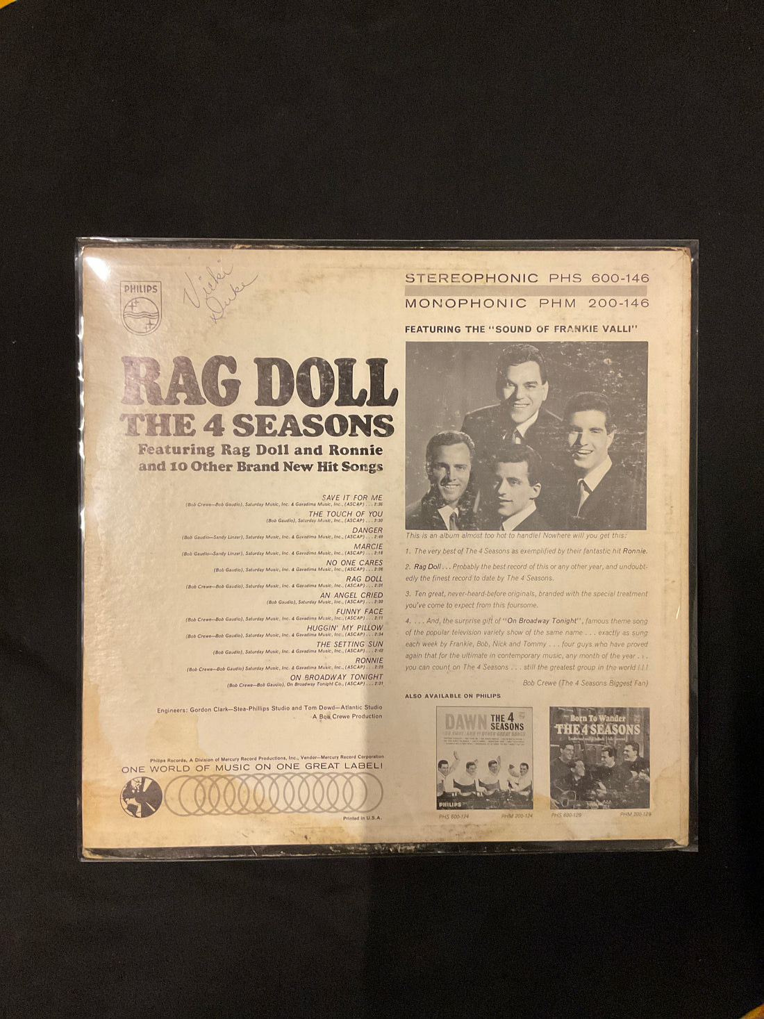 แผ่นเสียง The Four Seasons - Rag Doll Vinyl VG+
