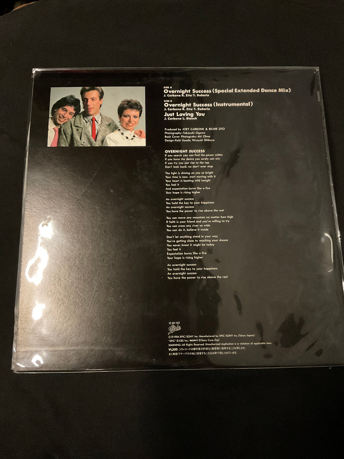 แผ่นเสียง Joey Carbone = Joey Carbone & Richie Zito = Richie Zito Featuring Teri Desario = Teri Desario - Over Night Success = オーバーナイト・サクセス Vinyl VG+