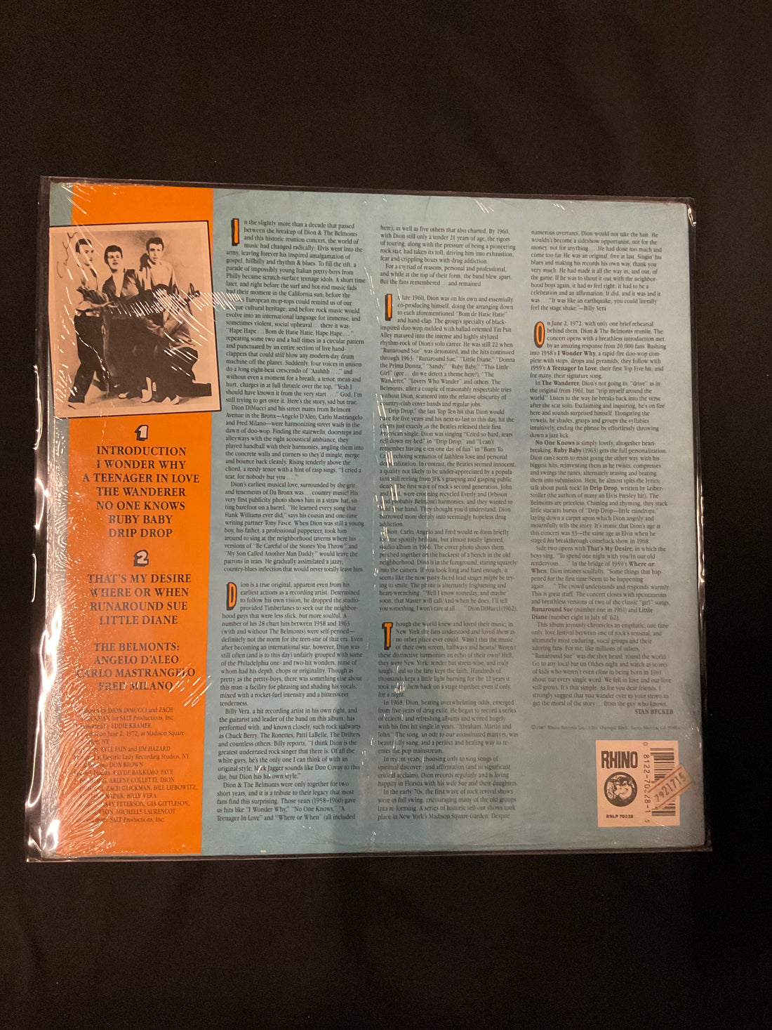 แผ่นเสียง Dion & The Belmonts - Reunion - "Live" At Madison Square Garden 1972 Vinyl VG+