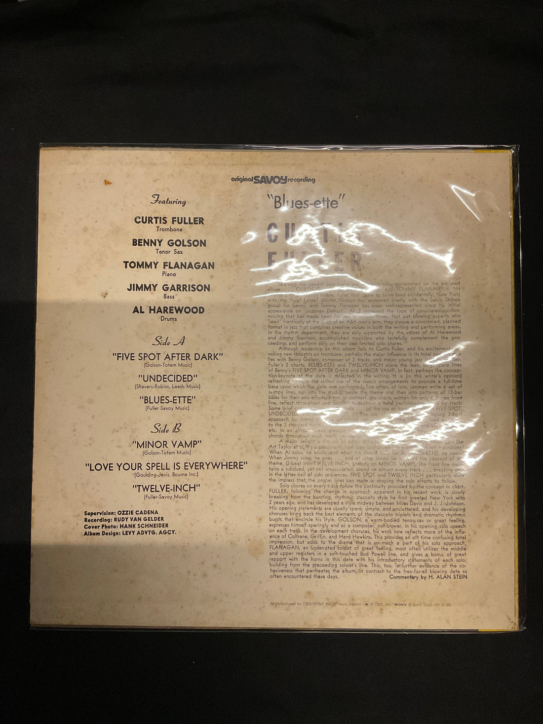 แผ่นเสียง Curtis Fuller's Quintet With Benny Golson, Tommy Flanagan, Jimmy Garrison, Al Harewood - Blues-ette Vinyl VG+