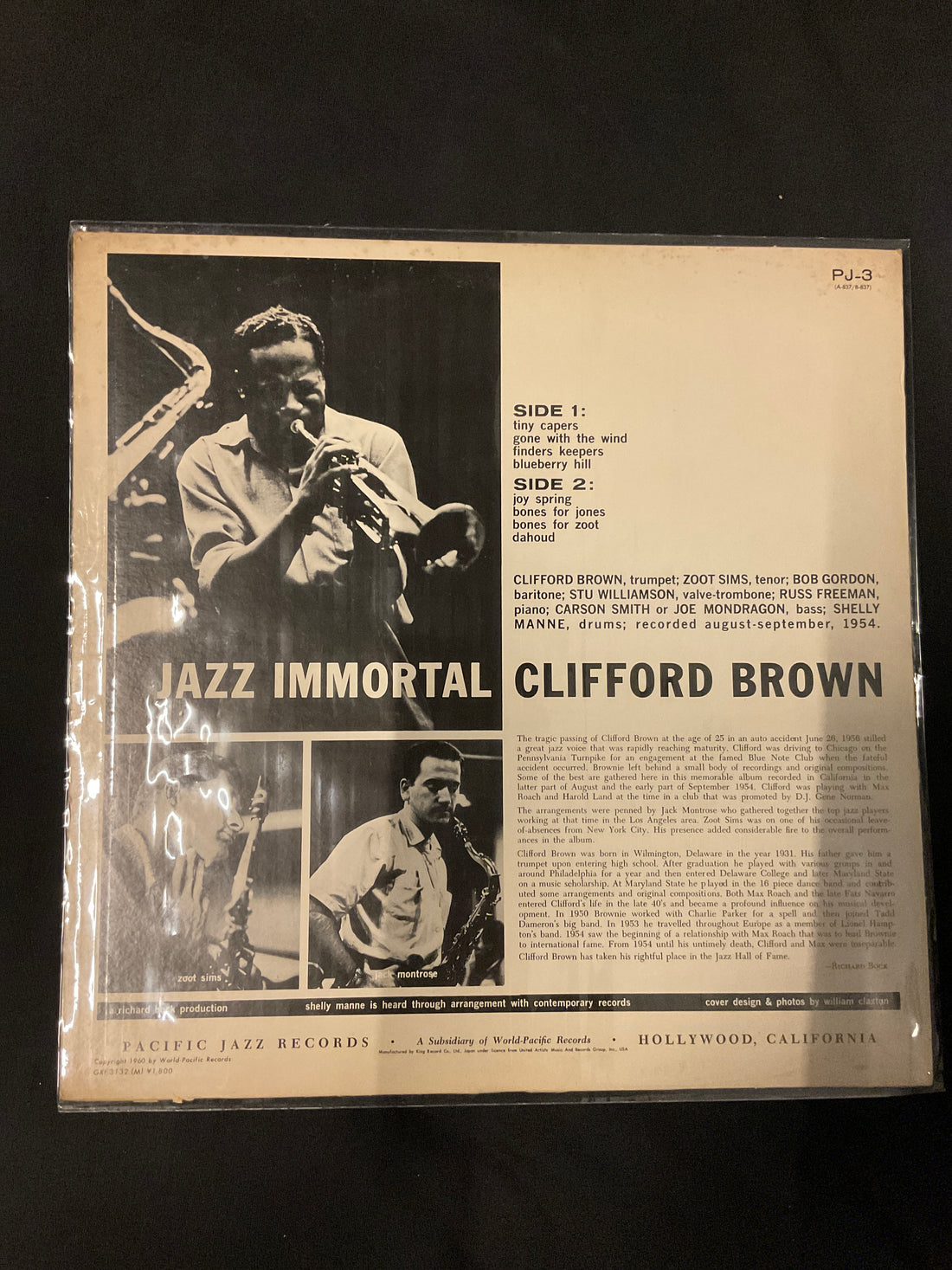 แผ่นเสียง Clifford Brown Featuring Zoot Sims - Jazz Immortal Vinyl VG+