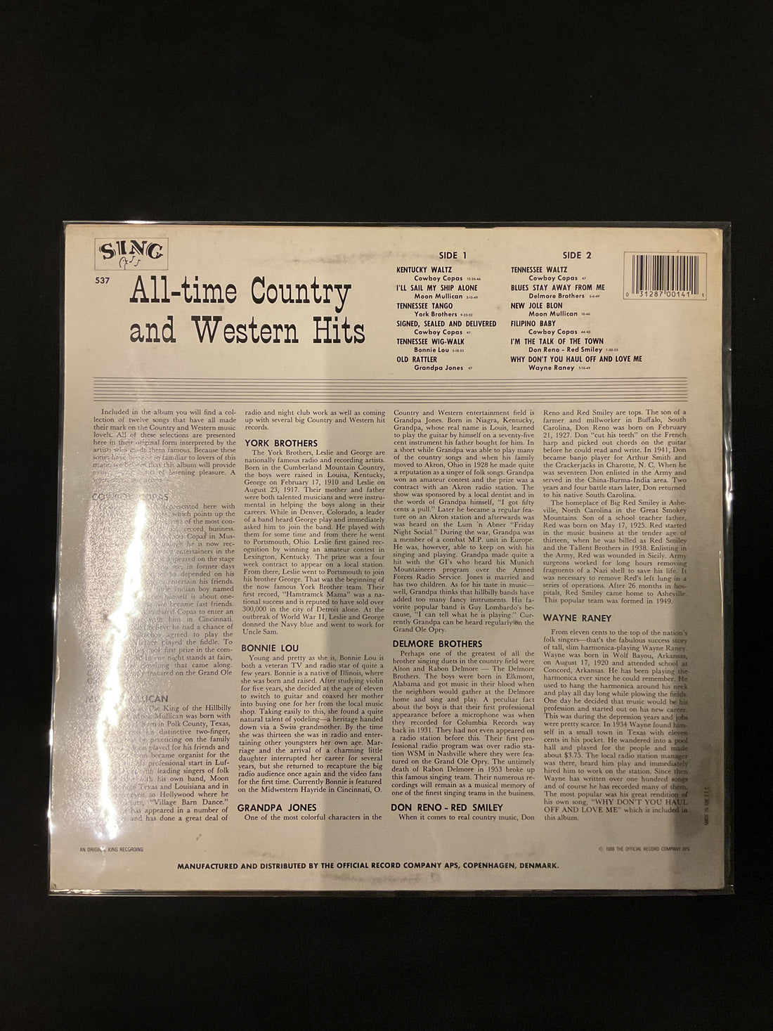 แผ่นเสียง Various - All-Time Country And Western Hits Vinyl VG+