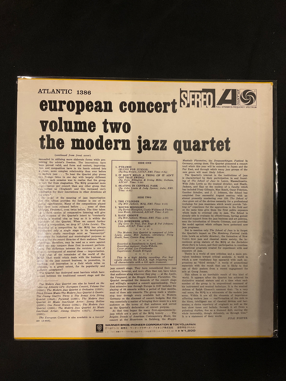แผ่นเสียง The Modern Jazz Quartet - European Concert : Volumes 1 & 2 Vinyl VG+