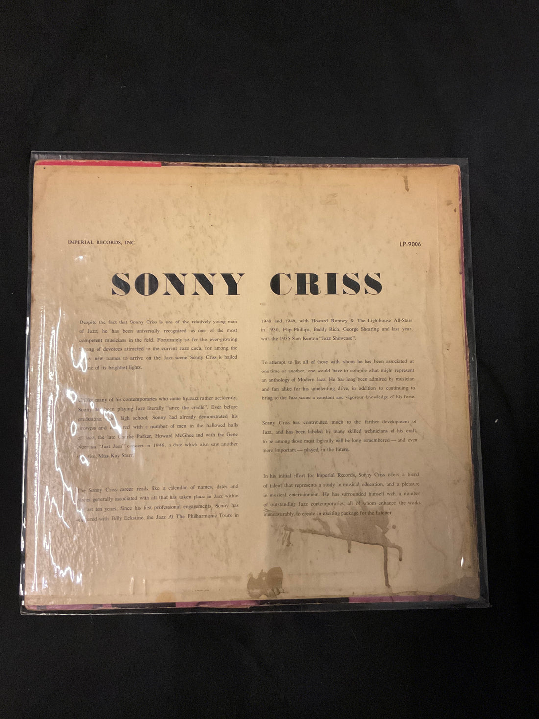 แผ่นเสียง Sonny Criss - Jazz - U.S.A. Vinyl VG+