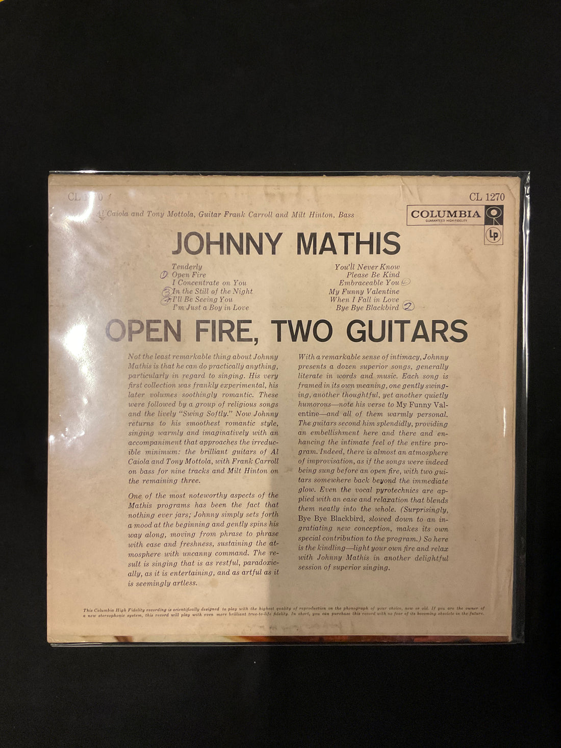 แผ่นเสียง Johnny Mathis - Open Fire, Two Guitars Vinyl VG+