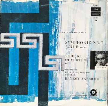 แผ่นเสียง Beethoven*, L'Orchestre De La Suisse Romande, Ansermet* – Symphonie Nr. 7 A - Dur Op. 92 / Fidelio Overtüre Op. 72 (Vinyl) (VG+)