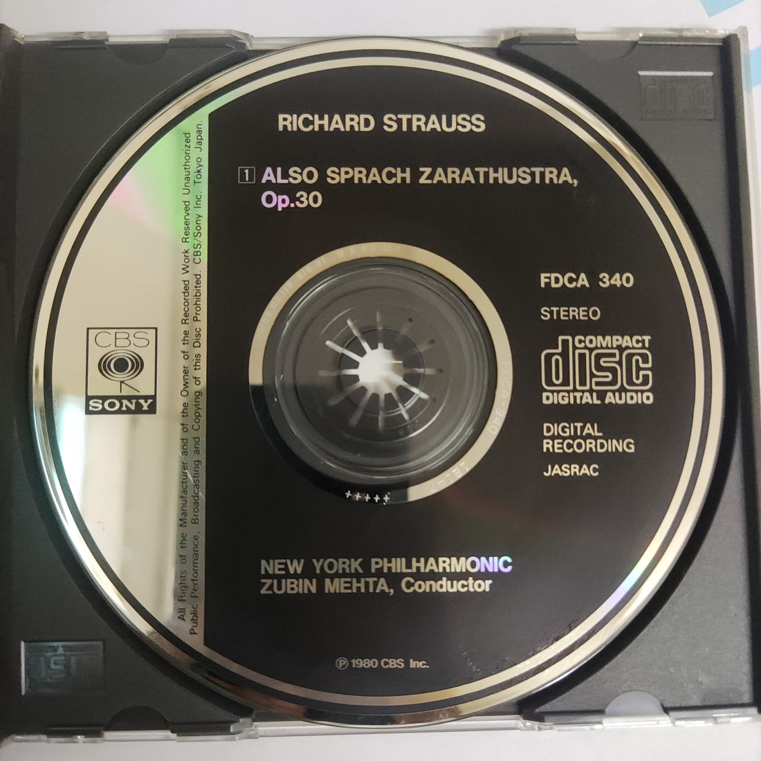 ซีดี Richard Strauss, New York Philharmonic, Zubin Mehta - Also Sprach Zarathustra, Op.30 (CD) (VG+)