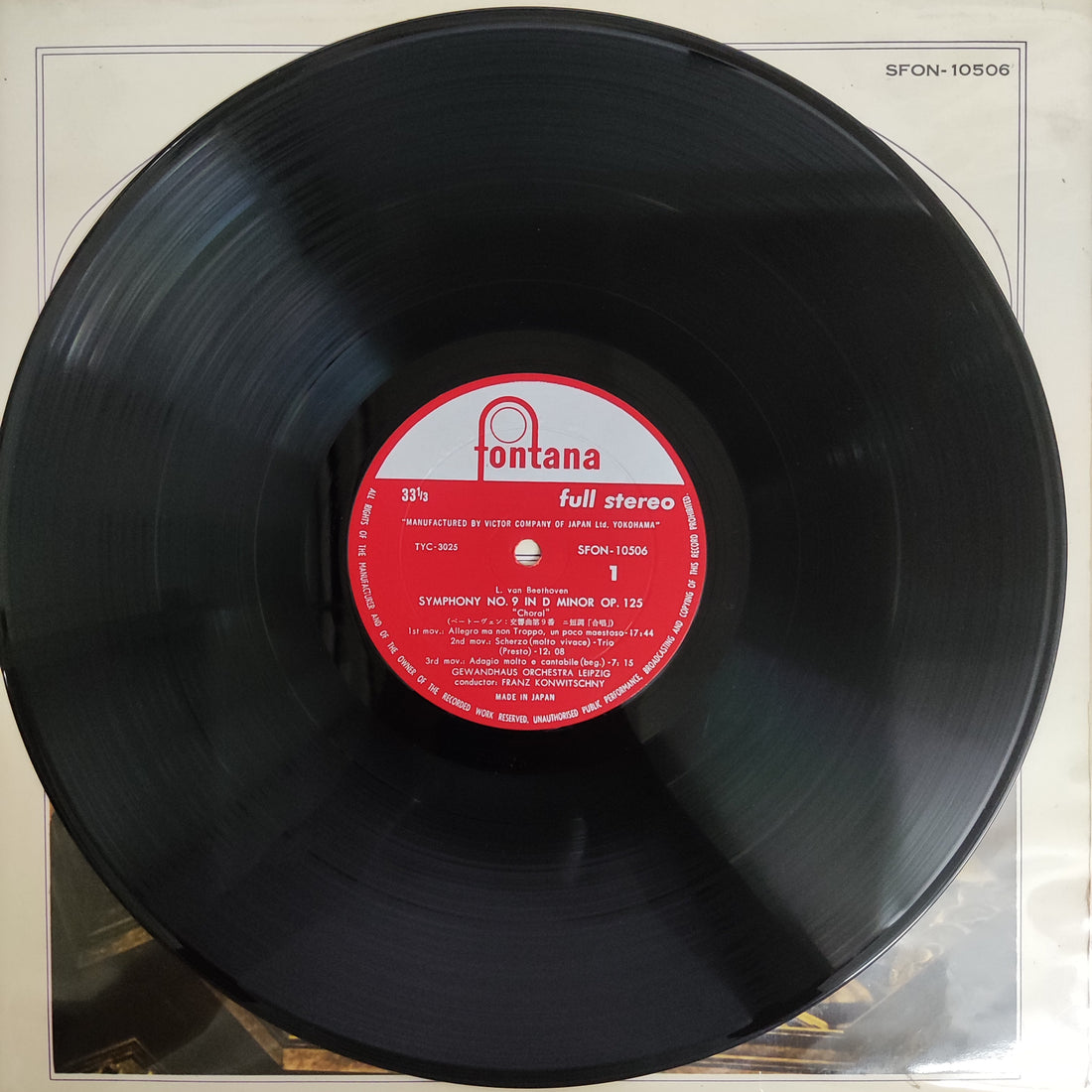 แผ่นเสียง Various - Beethoven Symphony No.9 Choral Leipzig Gewandhaus Orchestra Franz Konwitschny Vinyl VG+