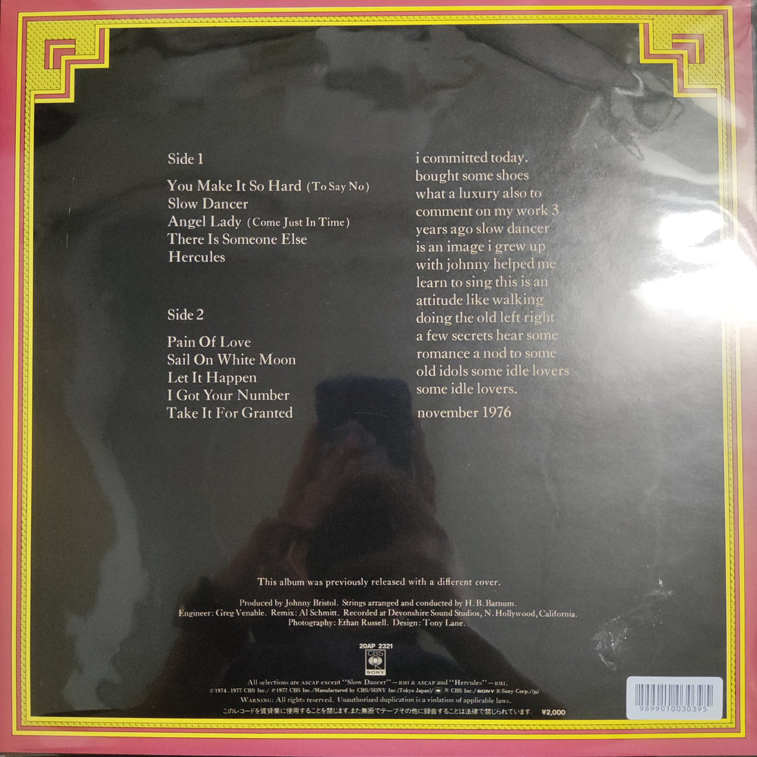 แผ่นเสียง Boz Scaggs - Slow Dancer Vinyl VG+